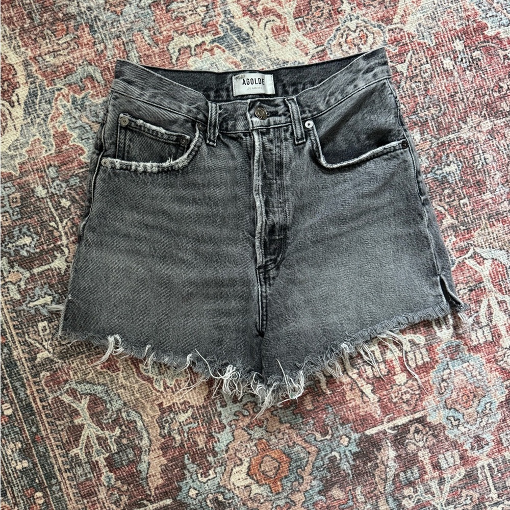 Agolde Black Jean Shorts Distressed Cut-Off Style